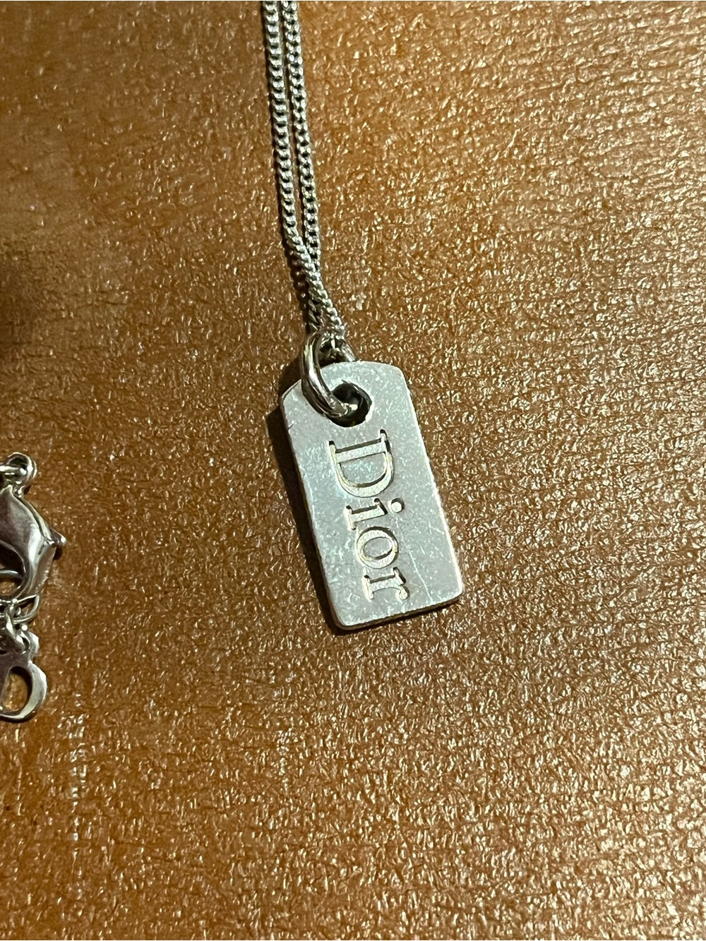 DIOR Silver Logo Tag Necklace - Picture 2 of 5